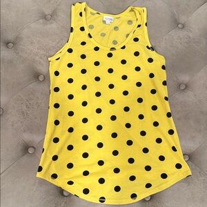 LuLaRoe Tank Top - Yellow Top with Black Polka Dots - Size: Large